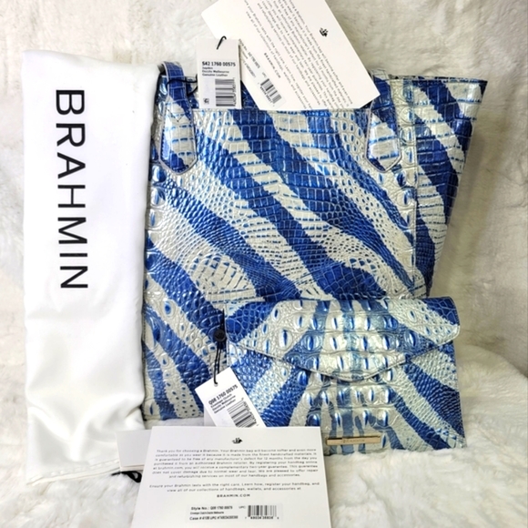 💥  Brahmin 2 PCS SET Shoulder Bag Purse Ombre Melbourne + XL Clutch NWT - Picture 2 of 16